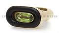 An 18 Karat Yellow Gold Peridot and Onyx Ring