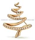 A 14 Karat Yellow Gold and Diamond Brooch in a Christmas Tree Motif