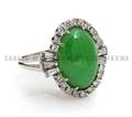 A Platinum Jadeite and Diamond Ring