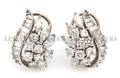 A Pair of Platinum White Gold and Diamond Cluster Earclips
