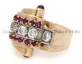 A 14 Karat Rose Gold Ruby and Diamond Ring
