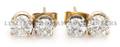 A Pair of 14 Karat Two Tone Gold and Diamond Stud Earrings