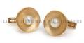 A Pair of 14 Karat Yellow Gold and Cultured Pearl Concave Cufflinks