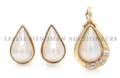 A Group of 14 Karat Yellow Gold Mabe Pearl and Diamond Jewelry