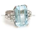 An 18 Karat White Gold Aquamarine and Diamond Ring