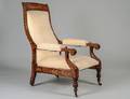 DUTCH MARQUETRY INLAID WALNUT RECLINER ARM CHAIR