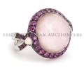 An 18 Karat White Gold Rock Crystal Pink Opal and Pink Sapphire Ring Stephen Webster
