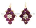 A Pair of 14 Karat Yellow Gold Ruby and Diamond Earrings