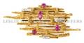 A 14K Yellow Gold Ruby and Diamond Brooch