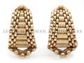 A Pair of 14 Karat Yellow Gold Textured Earclips