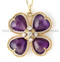 A 14 Karat Yellow Gold Amethyst and Diamond Necklace