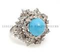 A White Gold Turquoise and Diamond Ring