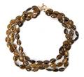 A 14 Karat Yellow Gold and Tigerseye Quartz Triple Strand Necklace