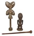 A Group of Three Carved Wood Objects Yoruba