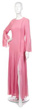 A Pierre Cardin Couture Pink Silk Evening Gown