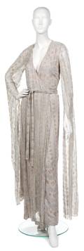 A Thea Porter Grey Silk Chiffon Evening Gown