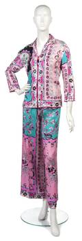 An Emilio Pucci Pink Floral Silk Pant Ensemble
