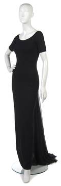 A Christian Dior Black Wool Knit Evening Gown
