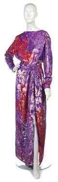 An Yves Saint Laurent Purple and Red Lurex Evening Gown