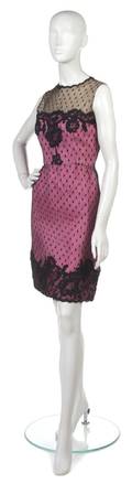 A Bill Blass Black Lace and Pink Silk Cocktail Dress