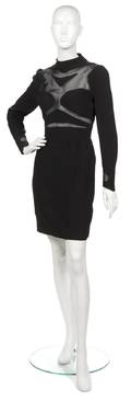 A Thierry Mugler Black Sheer Panel Dress