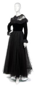 A Givenchy Black Velvet and Tulle Evening Gown