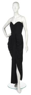 A Victor Costa Black Jersey Evening Gown