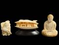 GROUP OF THREE CARVED IVORY STUDIES