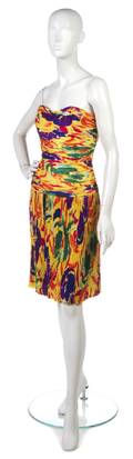 A Lanvin Multicolor Ruched and Pleated Silk Dress