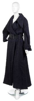 A Chanel Couture Navy Blue Wool Mohair Coat