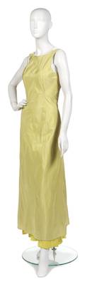 A Joan Vass Chartreuse Silk Evening Gown