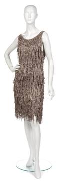 A Joan Vass Tan Crochet Cocktail Dress