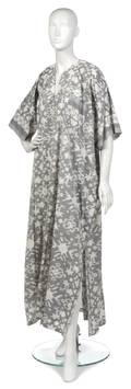 A Joan Vass Silver and White Cotton Ikat Kaftan
