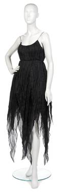 A Joan Vass Black Silk Chiffon Evening Dress
