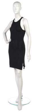 A Joan Vass Black Knit Racerback Dress