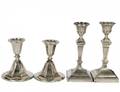TWO PAIRS OF STERLING SILVER CANDLESTICKS