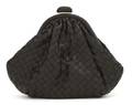 A Bottega Veneta Black Woven Leather Evening Bag