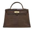 An Hermes Brown Crocodile Kelly Bag