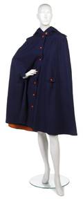 A Courreges Navy Blue Wool Cape