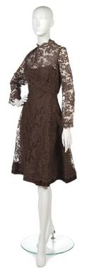 A Mignon Brown Lace Cocktail Dress