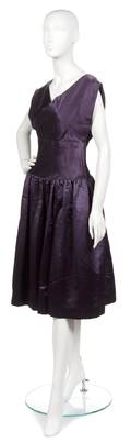 A Norman Norell Plum Satin Cocktail Dress
