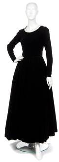 A Mainbocher Black Velvet Evening Gown