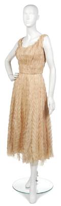 A Ceil Chapman Beige Silk Organza Cocktail Dress