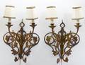 PAIR OF ITALIAN TWO LIGHT METAL SCONCES