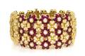 An 18 Karat Yellow Gold Ruby and Diamond Cuff Bracelet