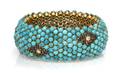 An 18 Karat Yellow Gold Turquoise Sapphire and Diamond Bracelet Circa 1950