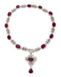 An 18 Karat White Gold Rubellite and Diamond Necklace