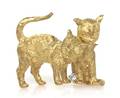 A 18K Yellow Gold and Diamond Cat Pin