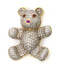 An 18 Karat Gold Diamond and Ruby Teddy Bear Brooch