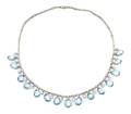 An 18 Karat White Gold Aquamarine and Diamond Necklace